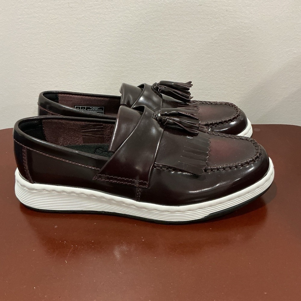Dr Martens Edison Shoes M 7 W 8 Maroon Leather Tassel Kiltie Loafers Sneakers - Picture 1 of 6